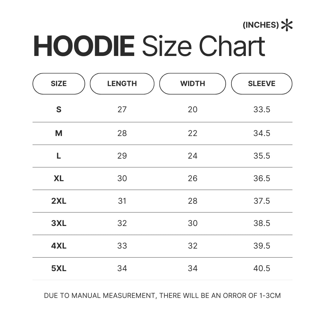 Hoodie Size Chart - BigBang Gift Shop