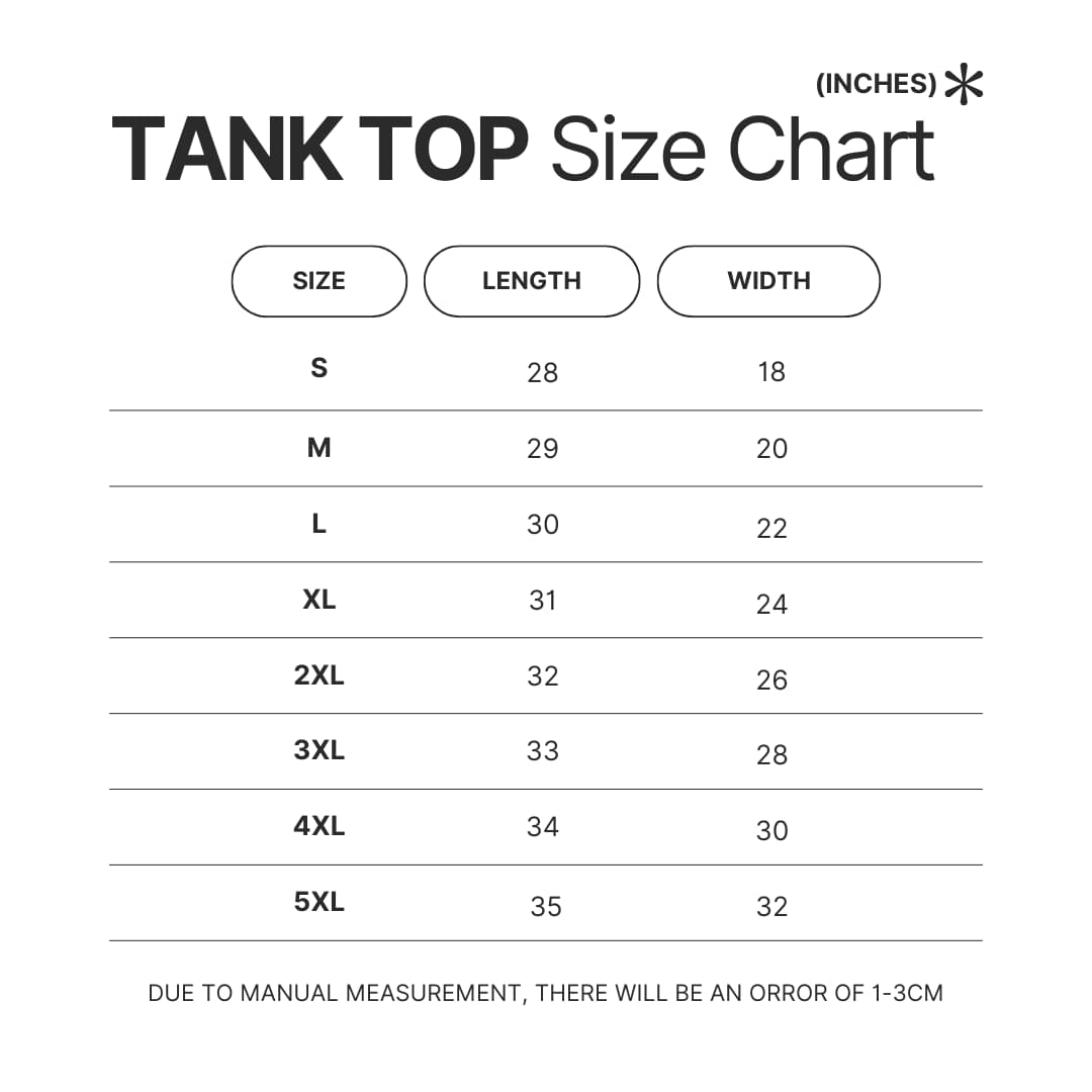 Tank Top Size Chart - BigBang Gift Shop