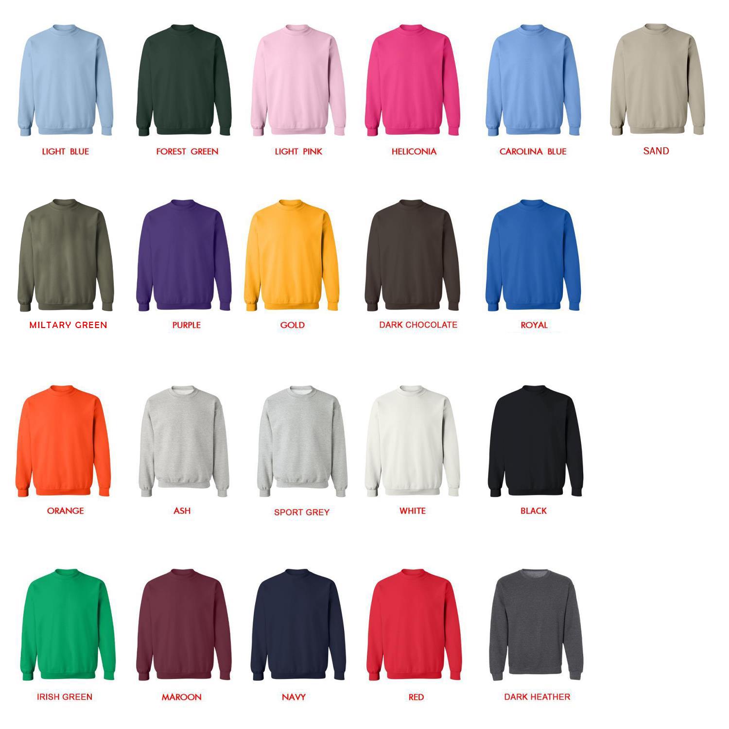 sweatshirt color chart - BigBang Gift Shop