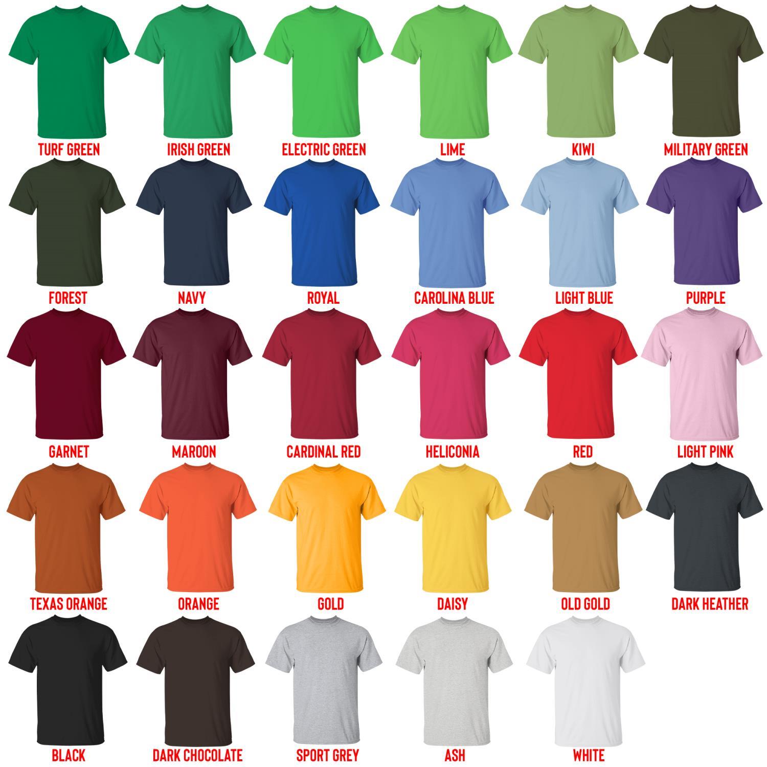 t shirt color chart - BigBang Gift Shop