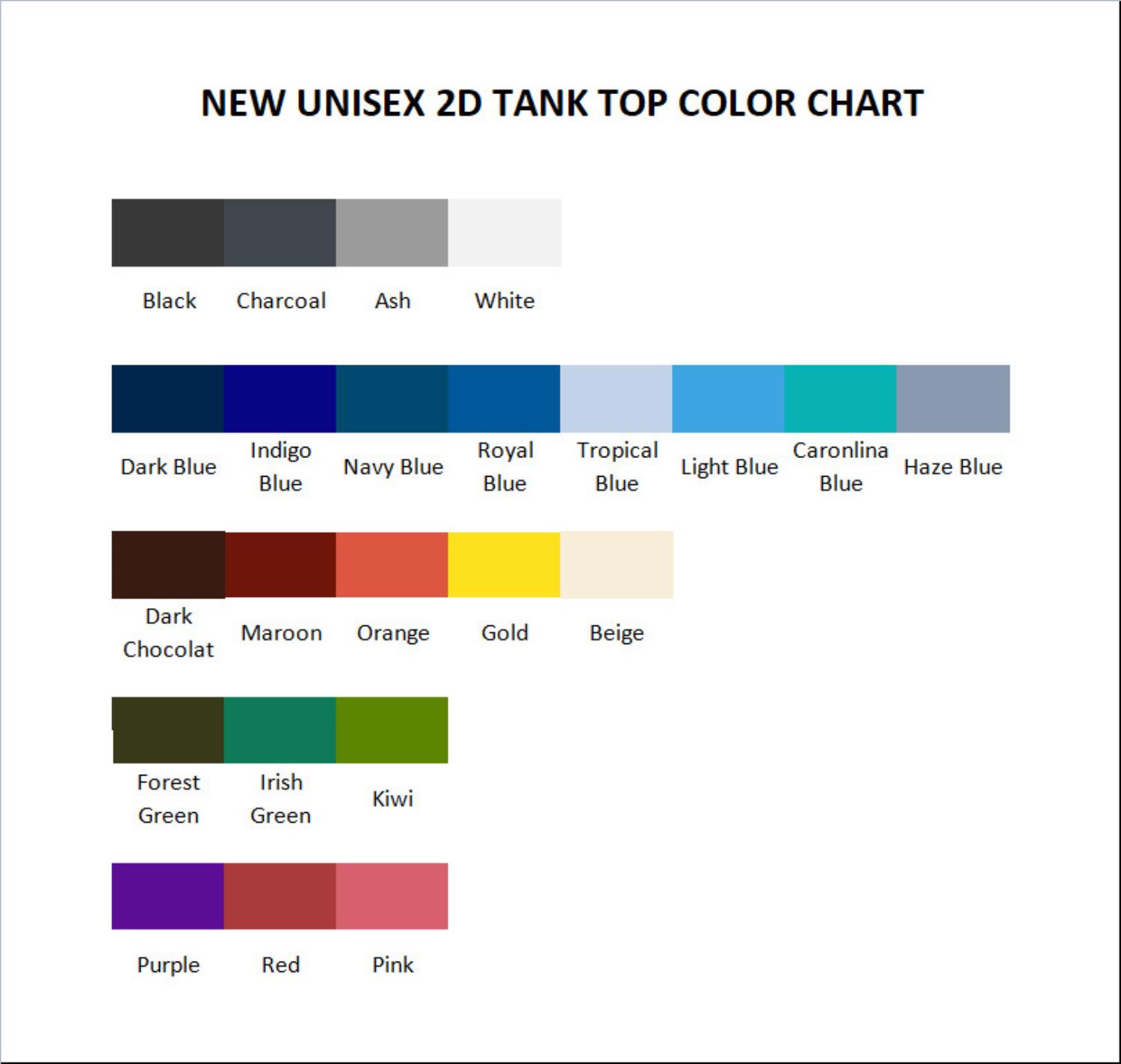 tank top color chart - BigBang Gift Shop