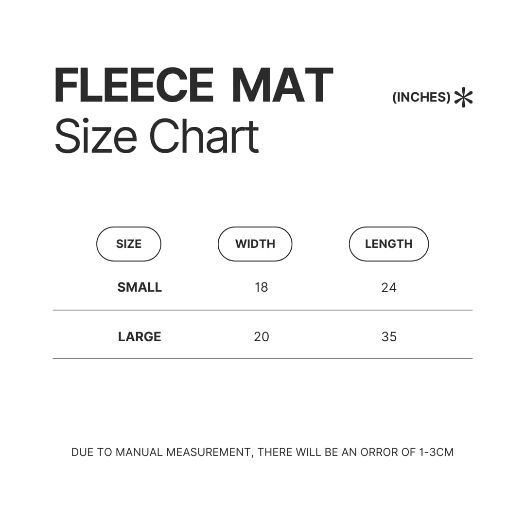 Fleece Mat Size Chart - BigBang Gift Shop